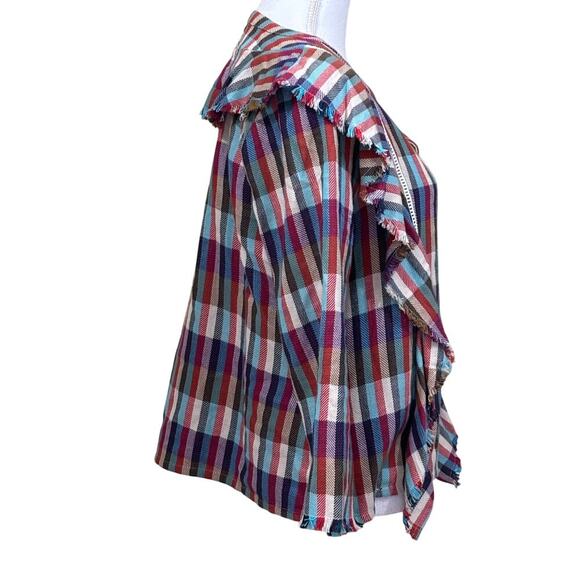 DRA LA blue/red plaid top, bohemian, transitional, southwest, rustic, cabincore - Picture 2 of 6